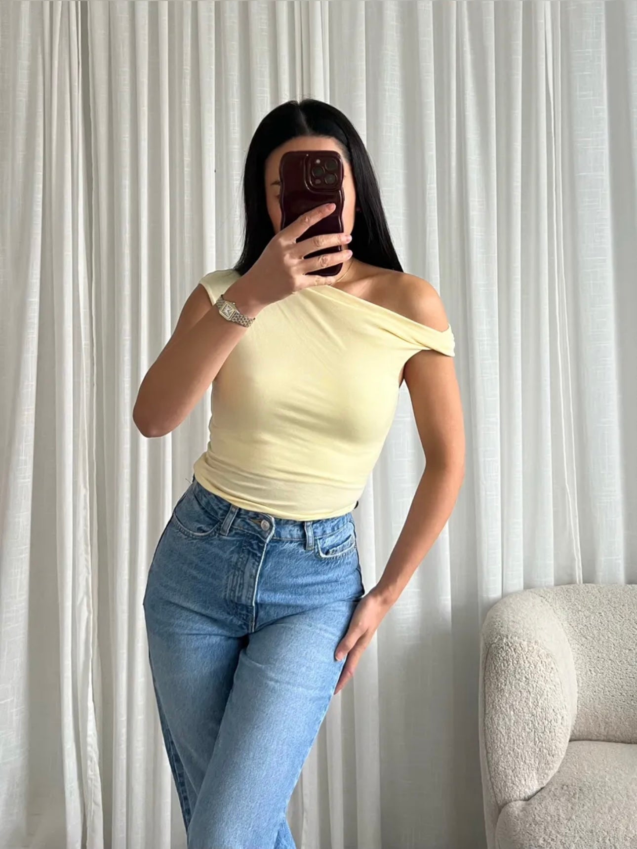 Top asymétrique jaune