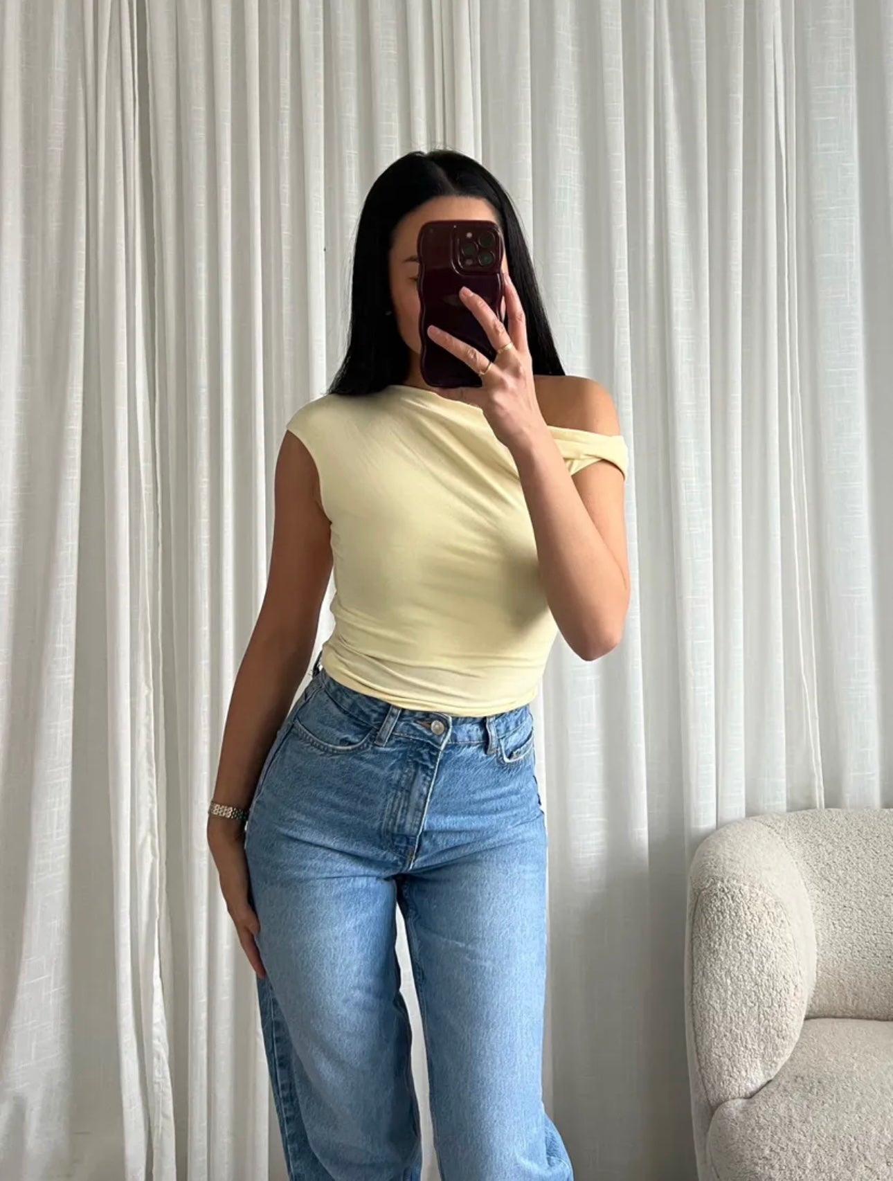 Top asymétrique jaune