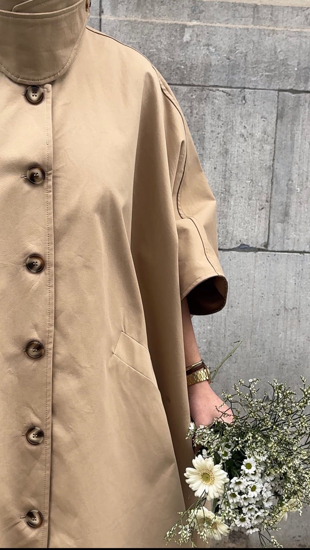 Trench beige col montant