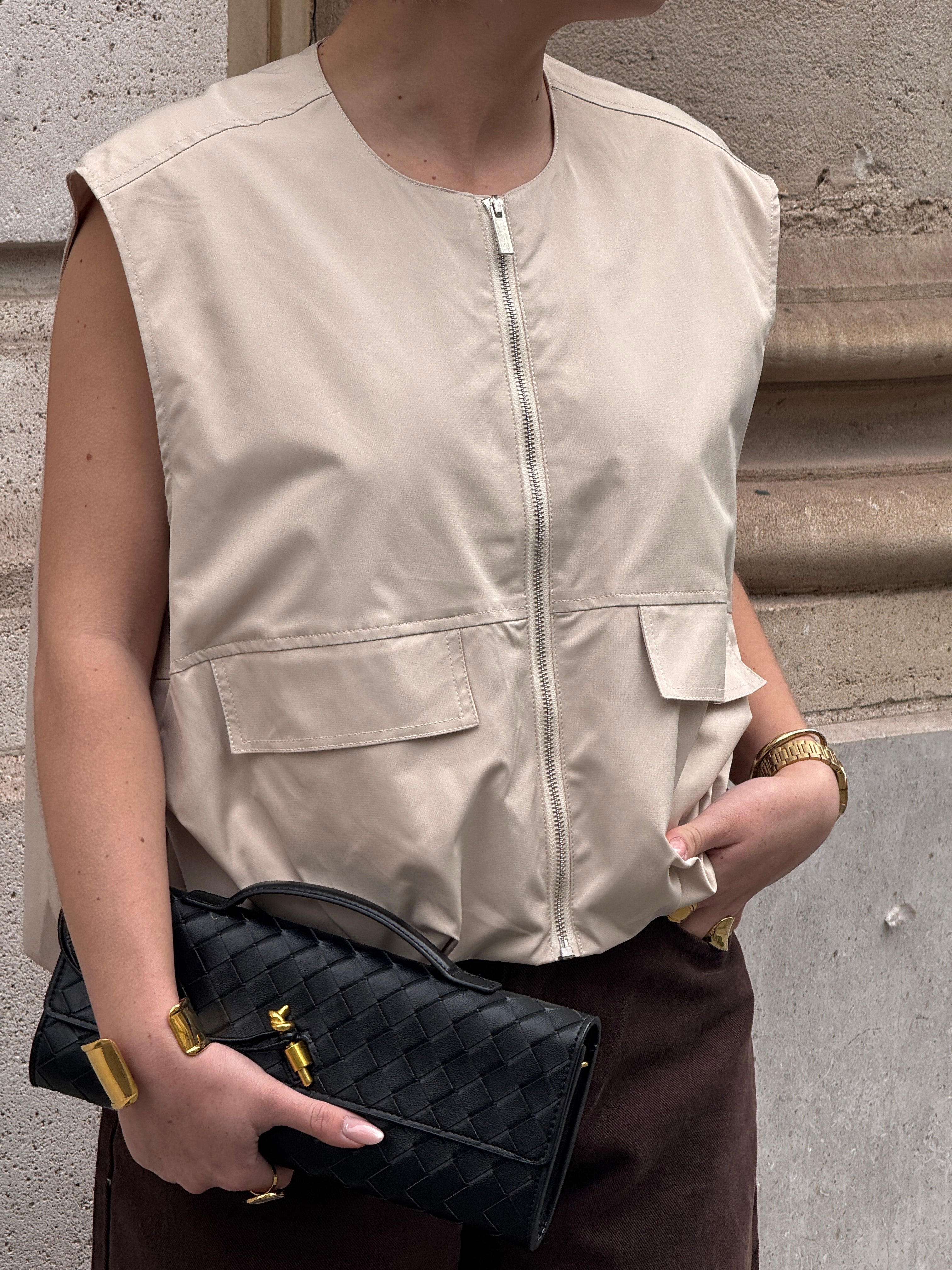 Veste sans manche écru