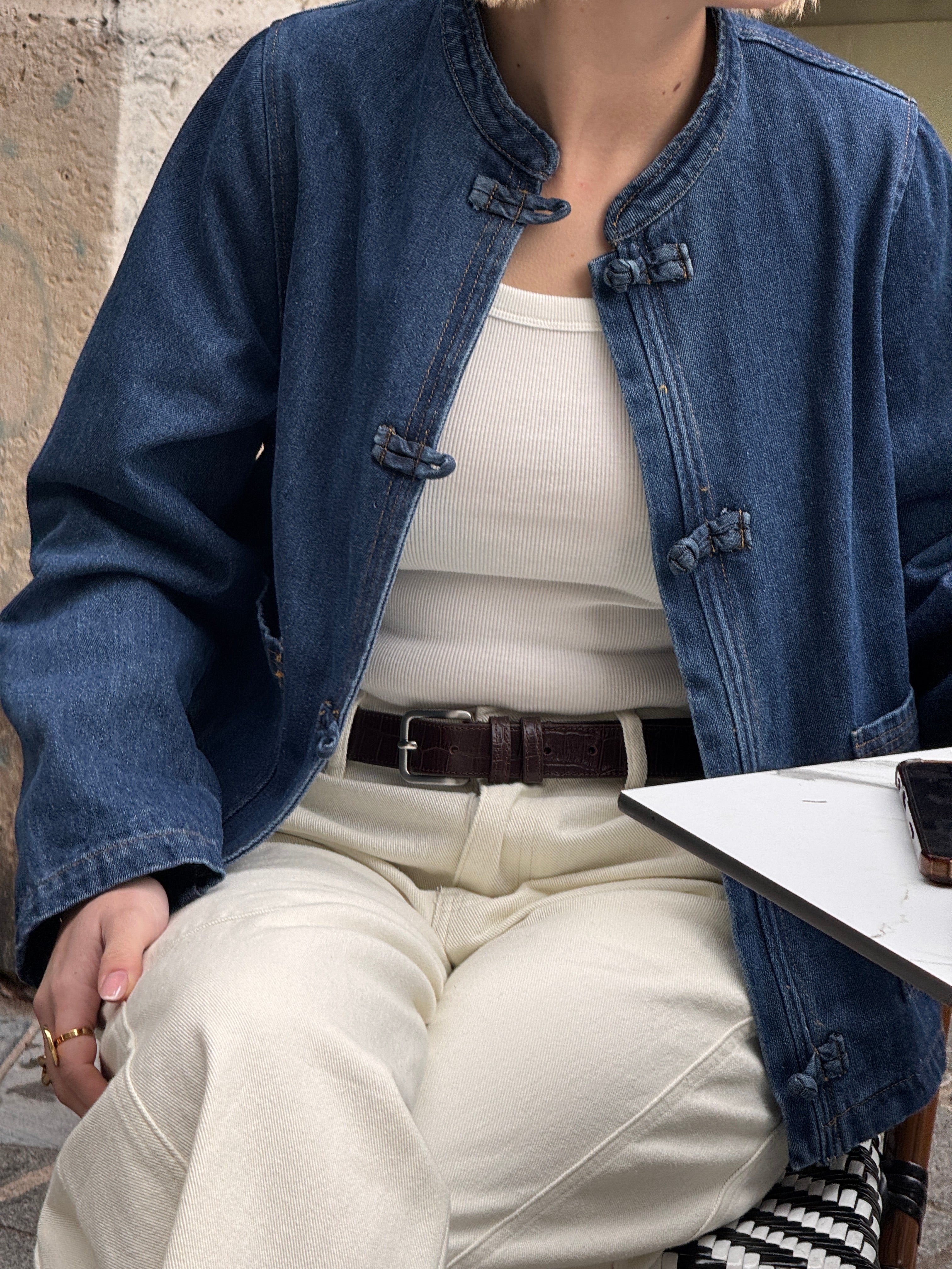 Veste brandebourg en jean