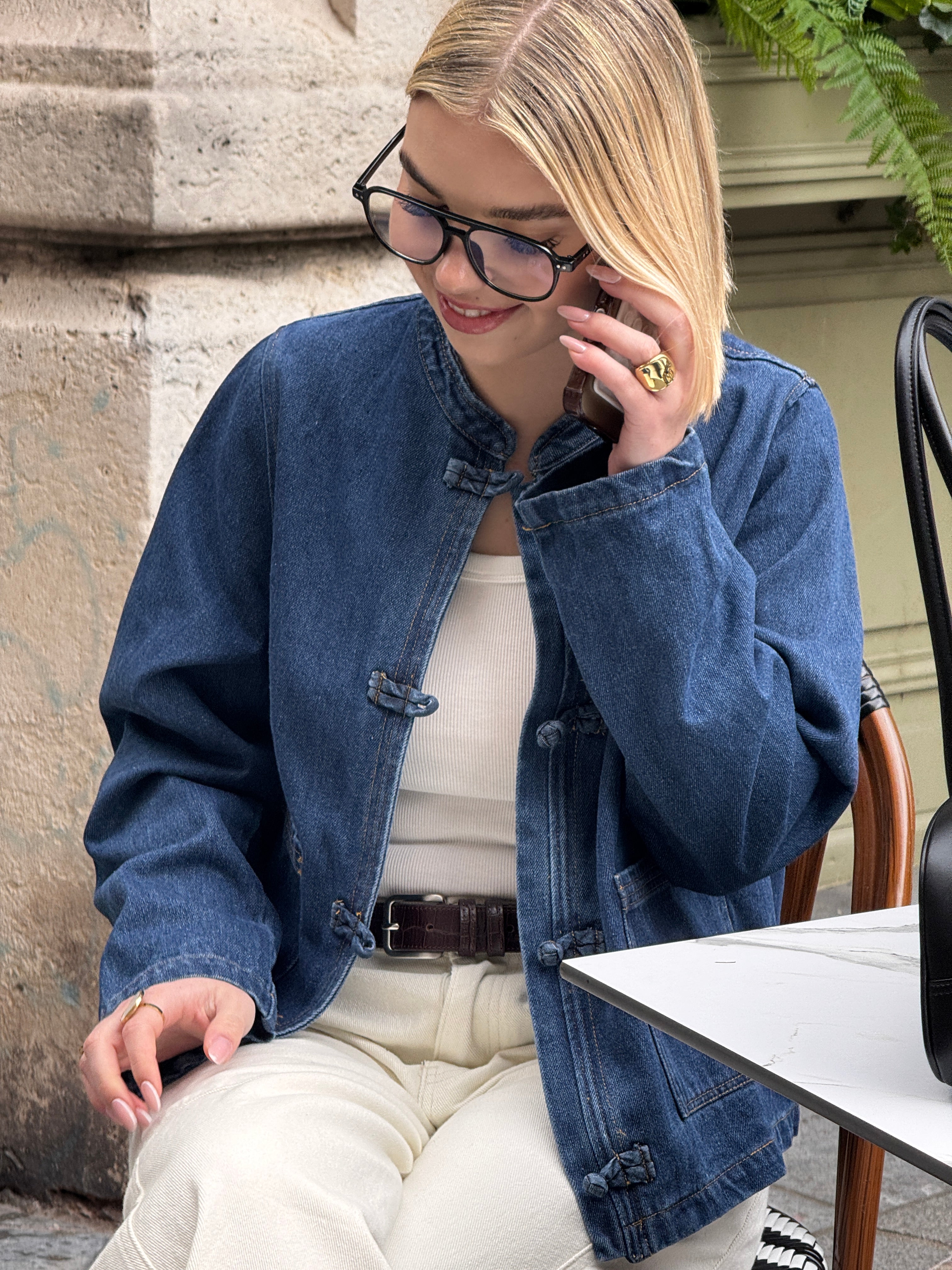 Veste brandebourg en jean