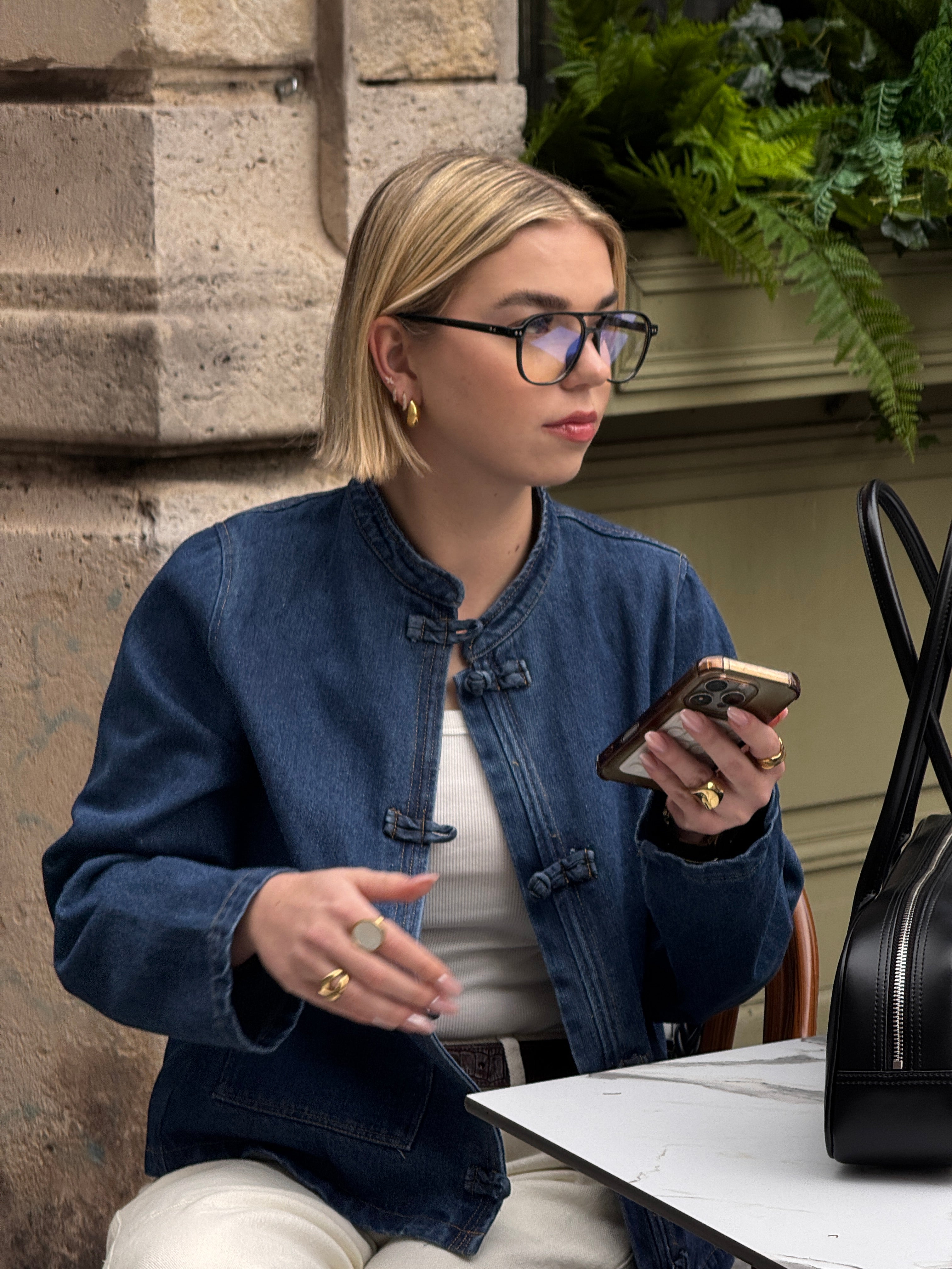 Veste brandebourg en jean