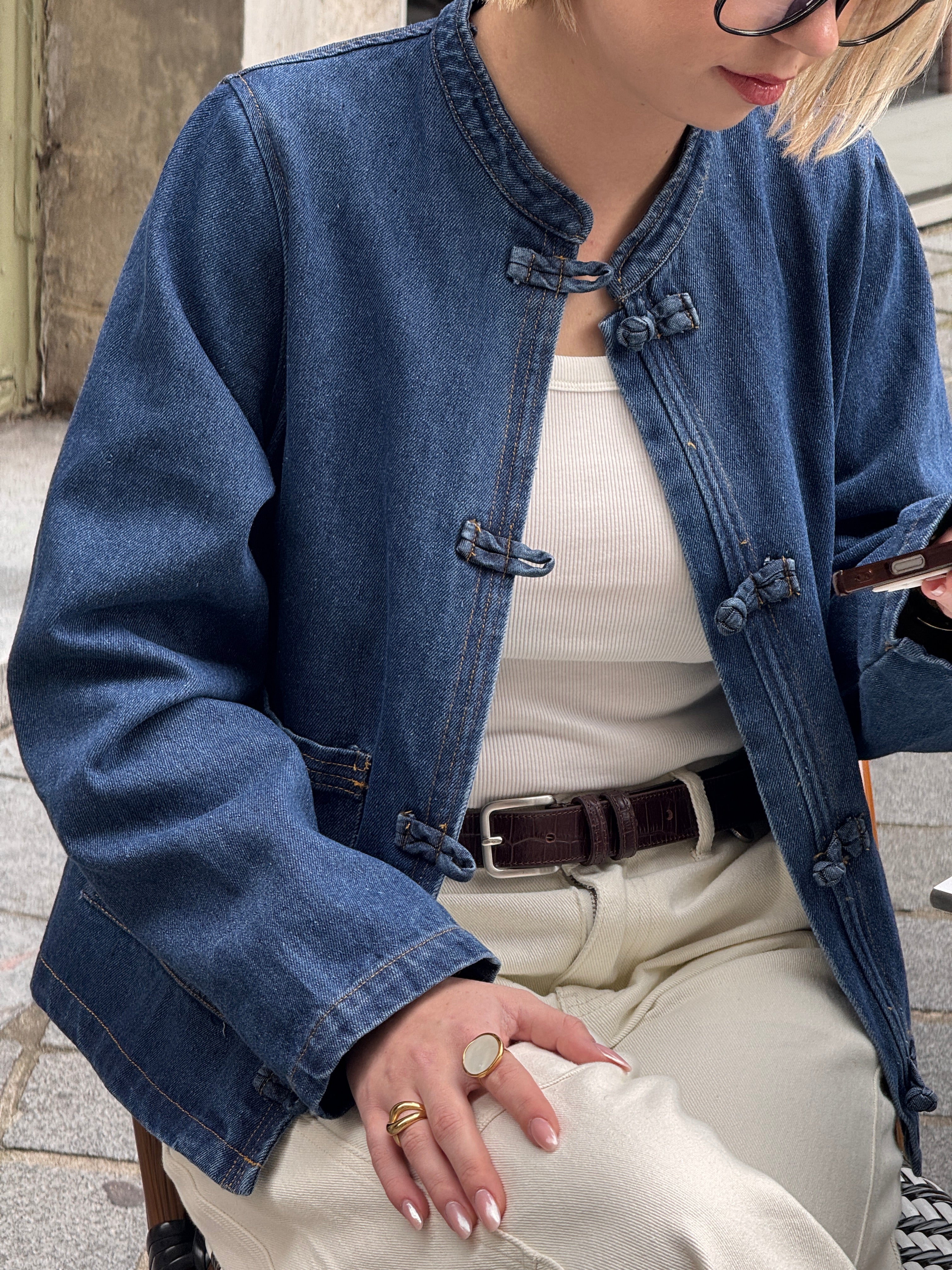 Veste brandebourg en jean