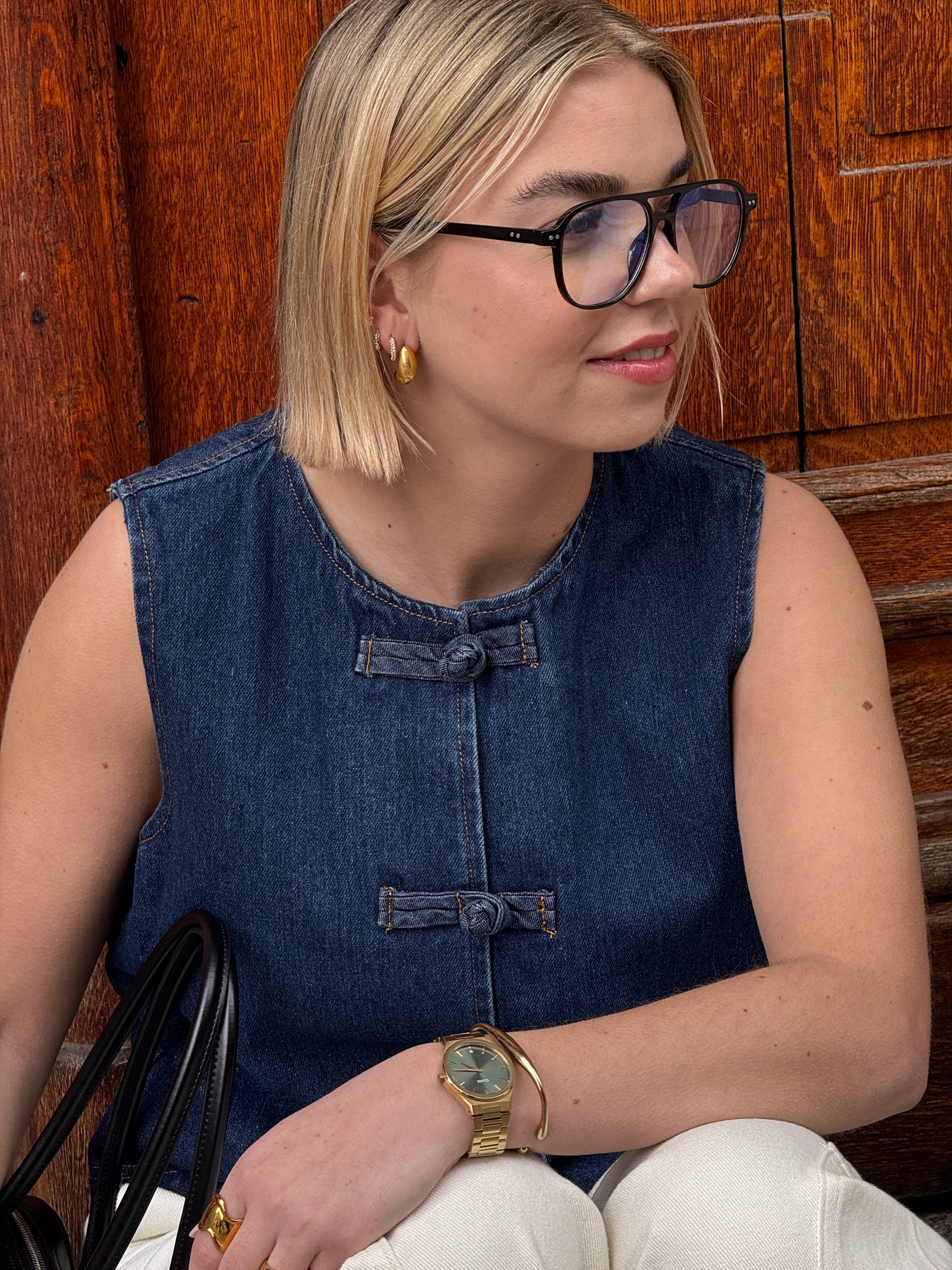 Gilet brandebourg en jean