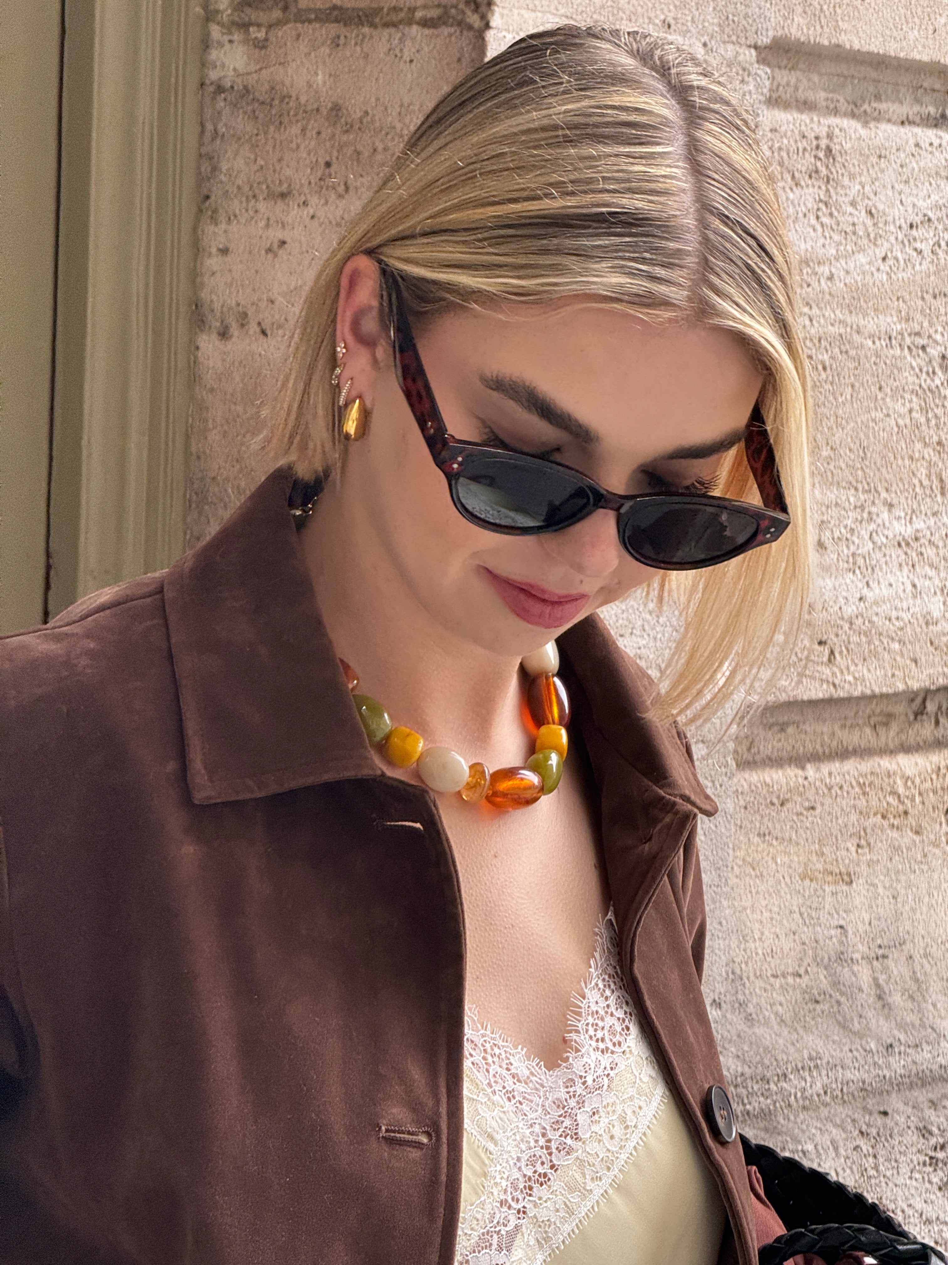 Collier perles colorées