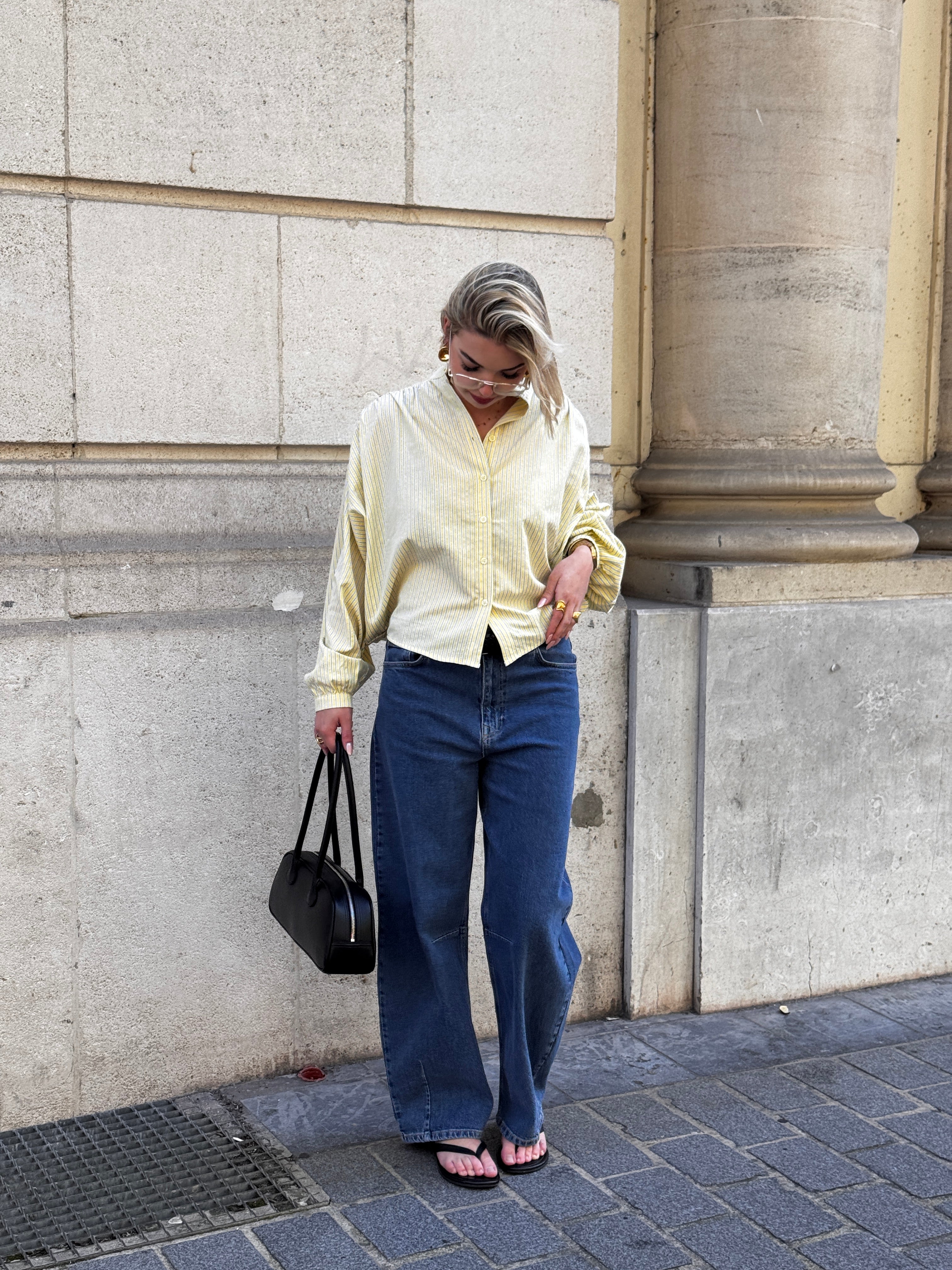 Chemise jaune à rayures