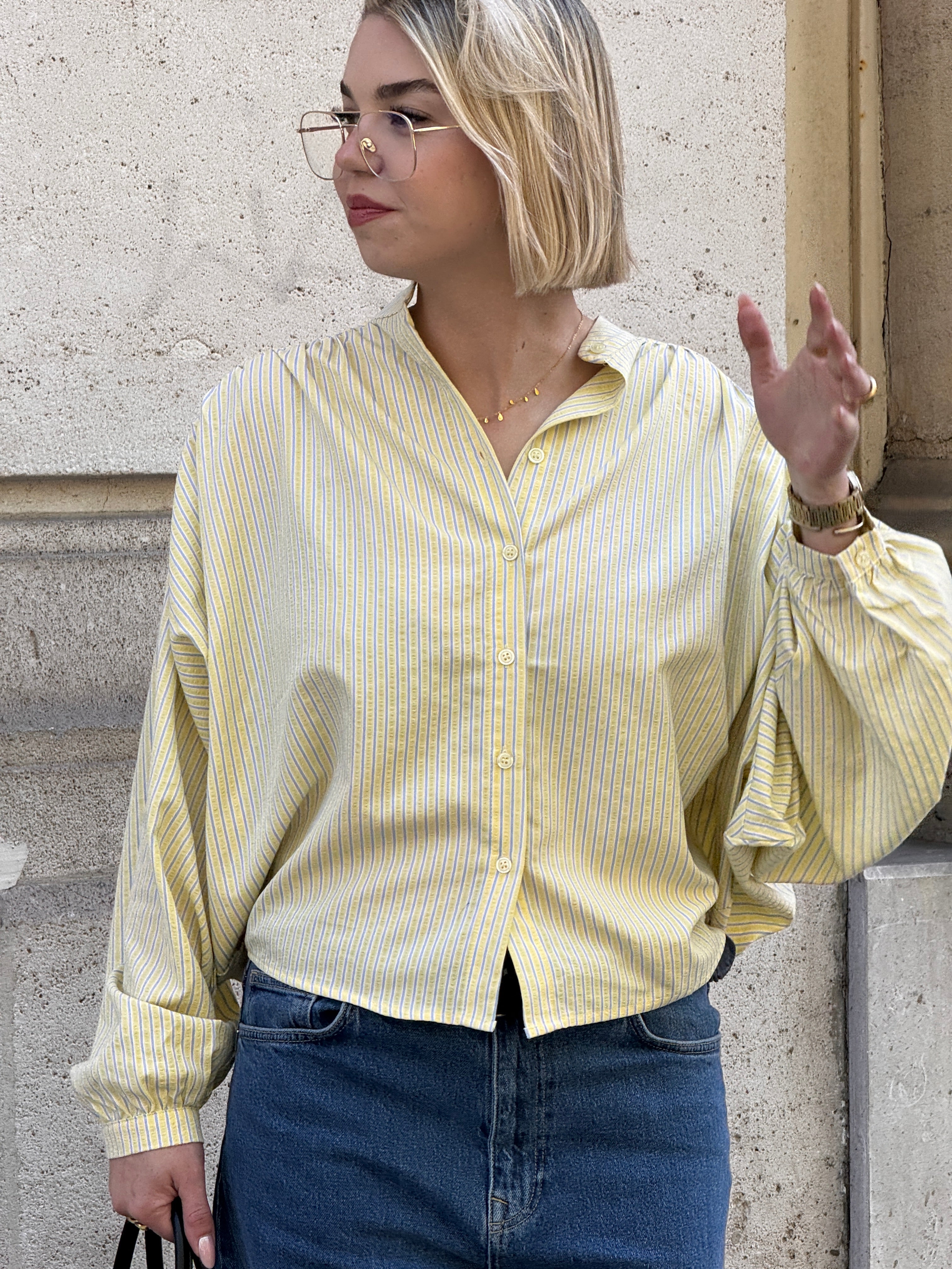 Chemise jaune à rayures