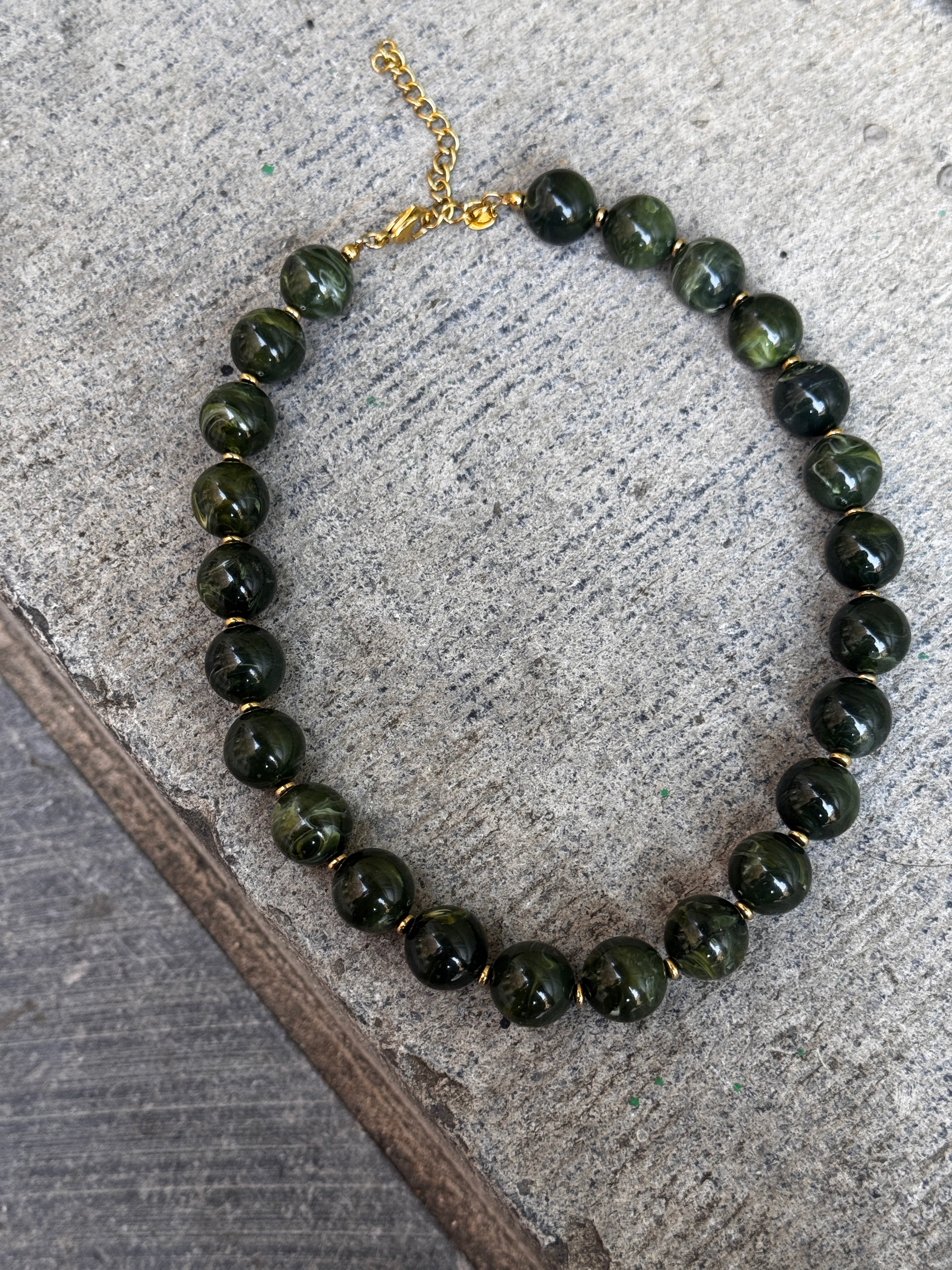 Collier perles vert