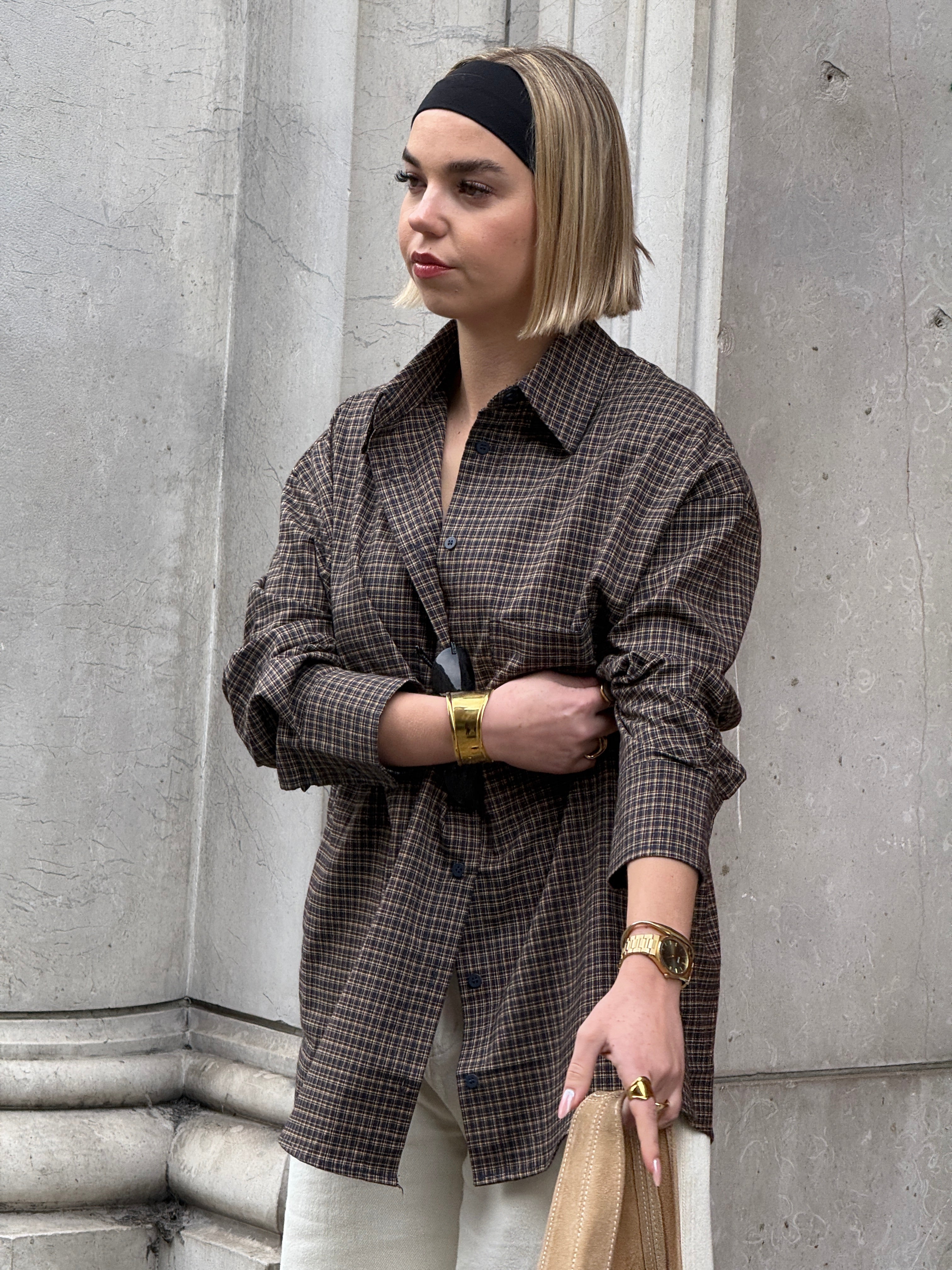 Chemise à carreaux marron