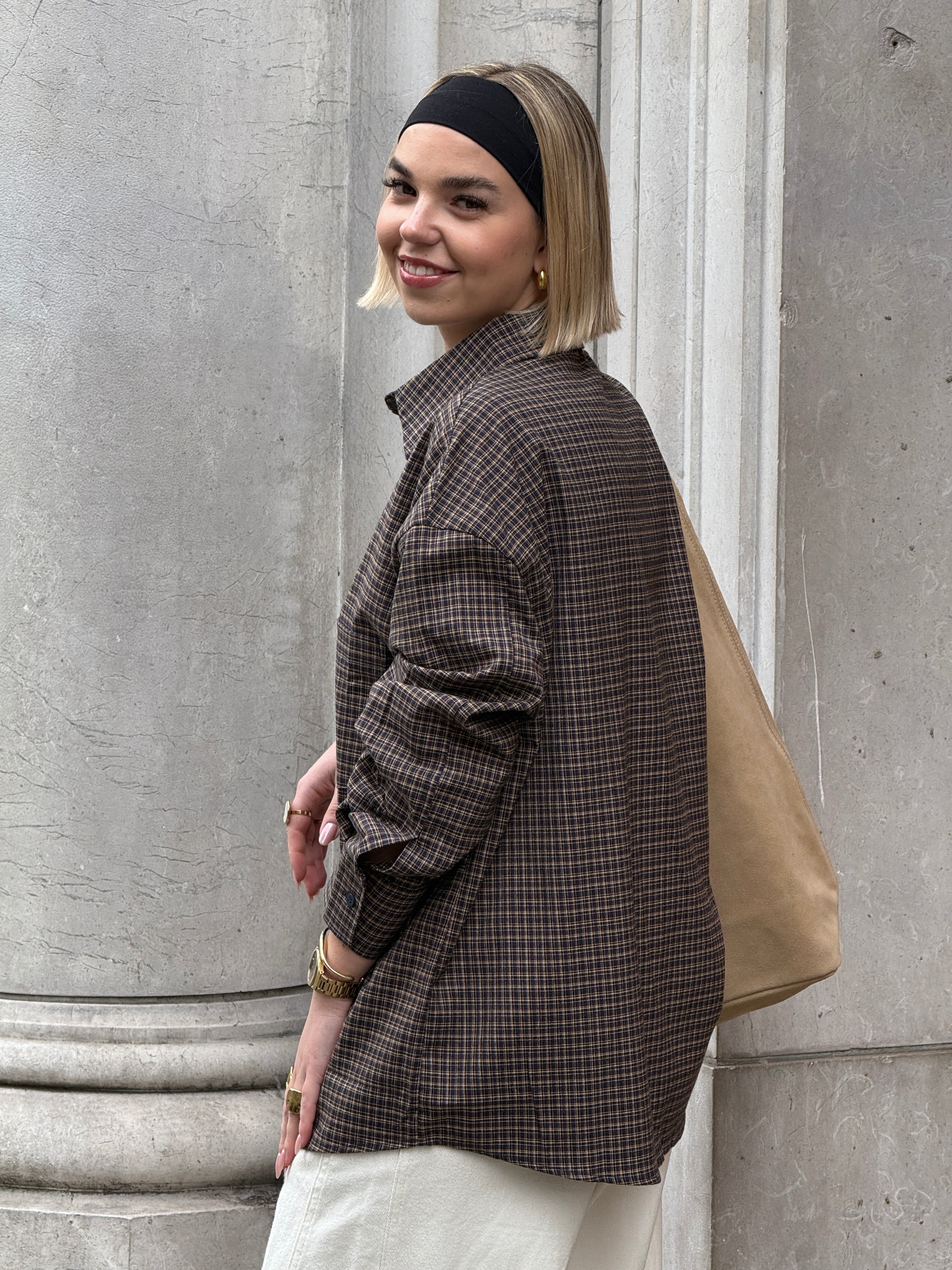 Chemise à carreaux marron