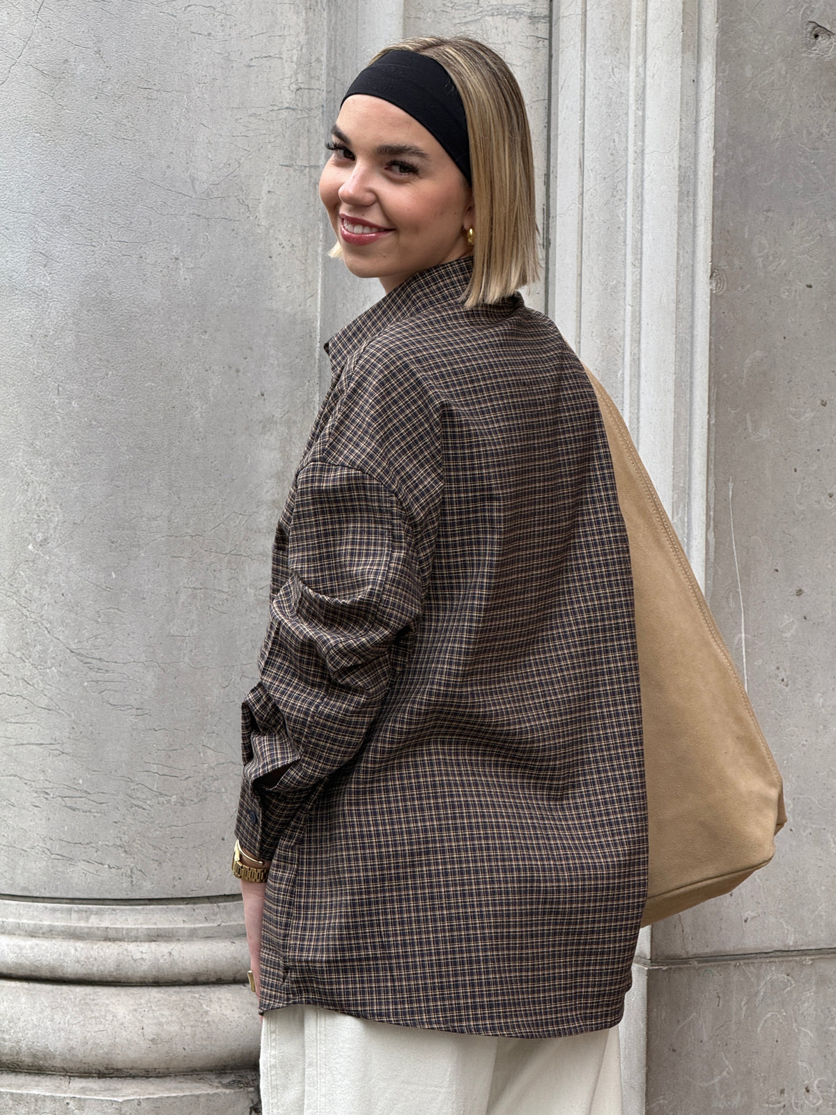 Sac cabas en daim écru