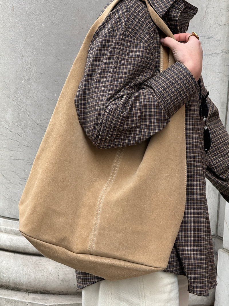 Sac cabas en daim écru