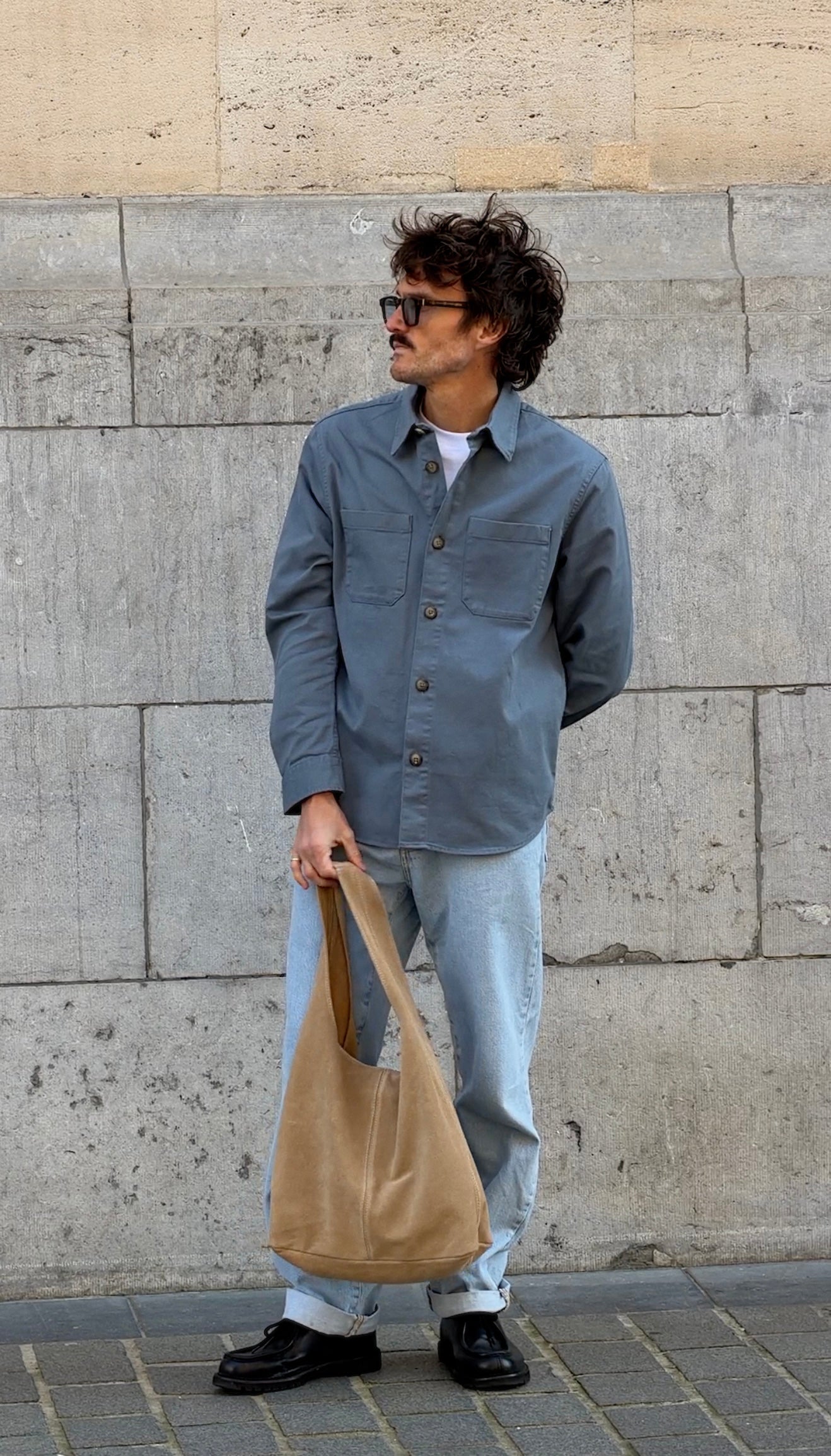Sac cabas en daim écru
